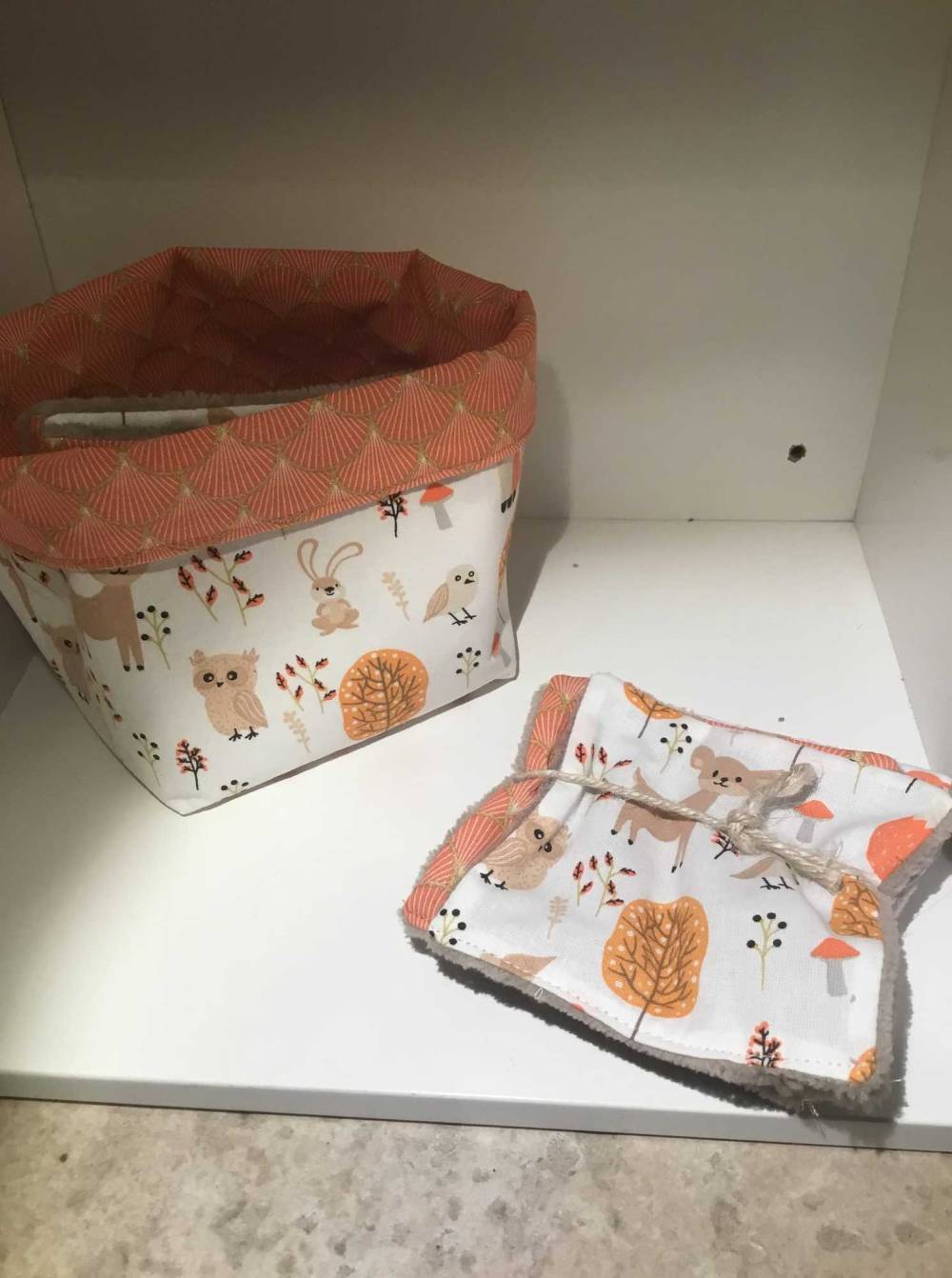 lingettes lavables et panières
